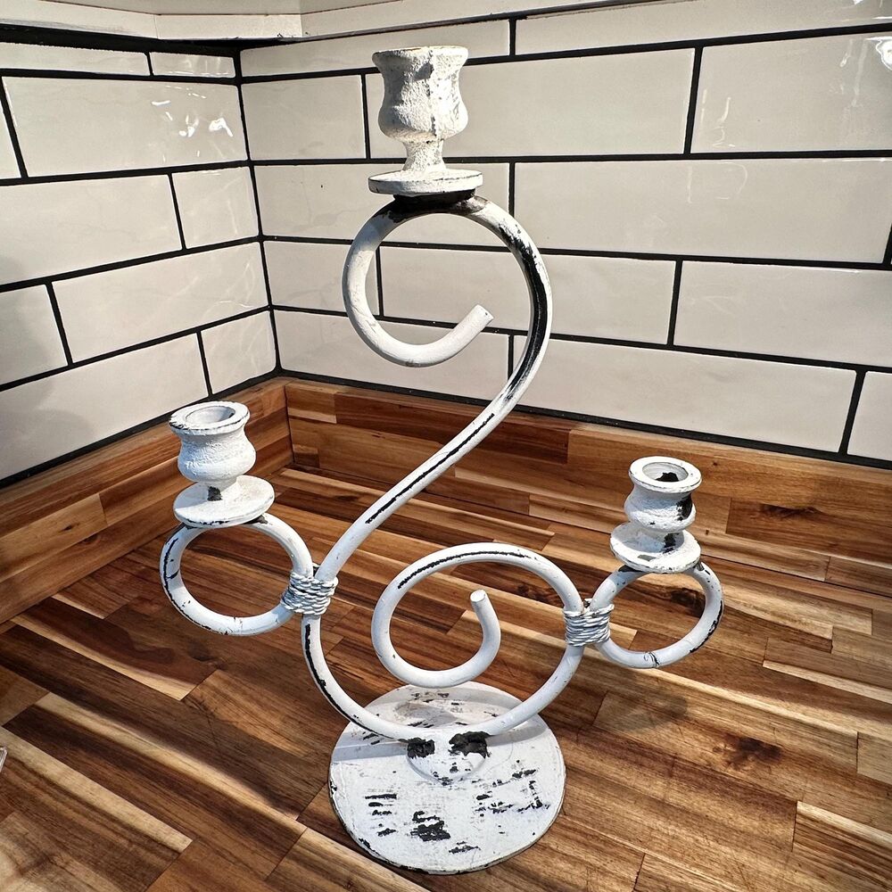 Vintage Inspired Cast Iron 3-Arm Candelabra, Rustic Farmhouse Decor- Cottagecore